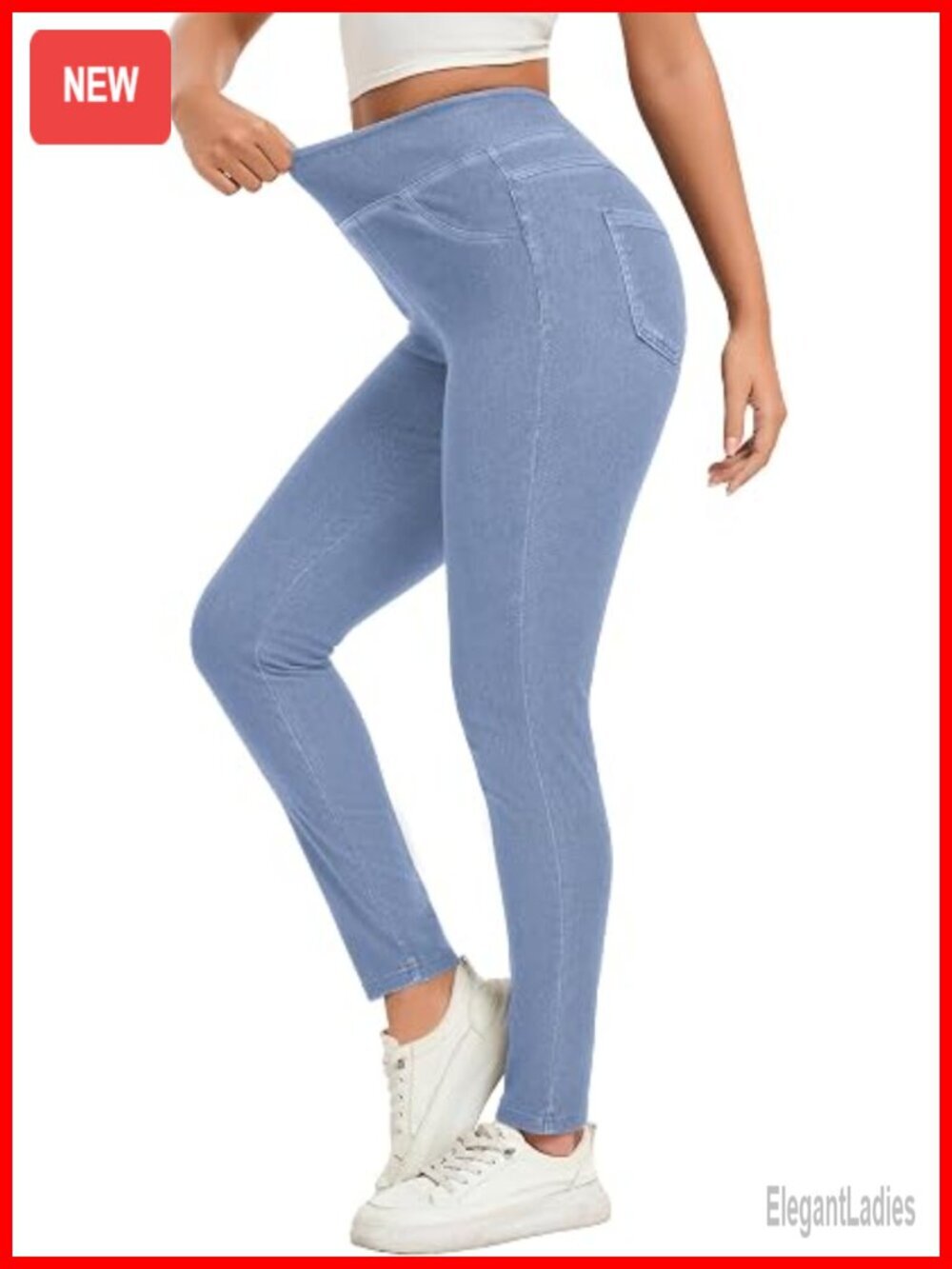 High Waist Tummy Control Stretchy Jeans Jeggings Pull On Skinny Pockets